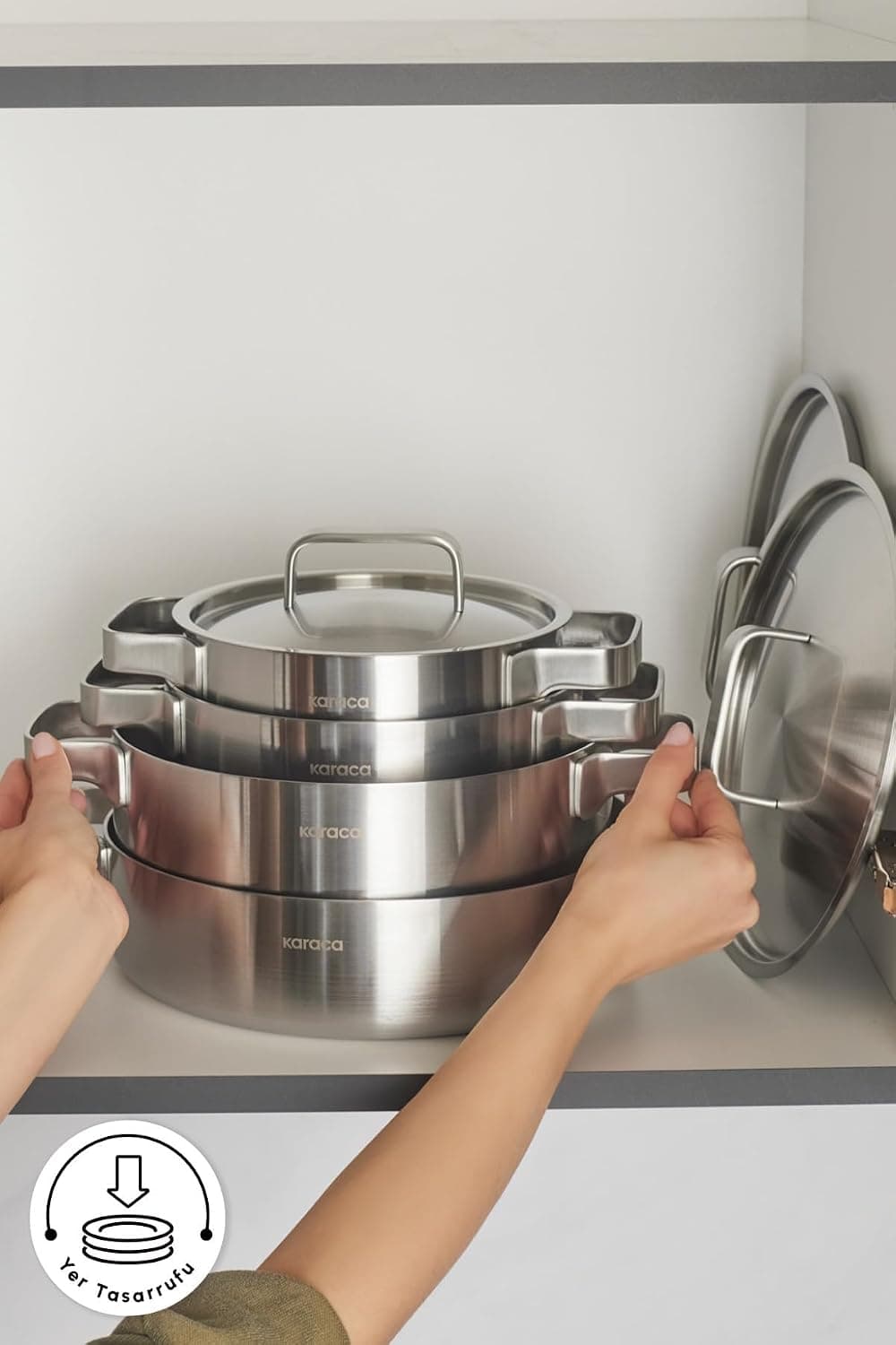 ست قابلمه 8 پارچه KARACA اونیکس ایندوکشن مدل Powersteel 316+ 3Ply ست قابلمه 8 پارچه KARACA اونیکس ایندوکشن مدل Powersteel 316+ 3Ply