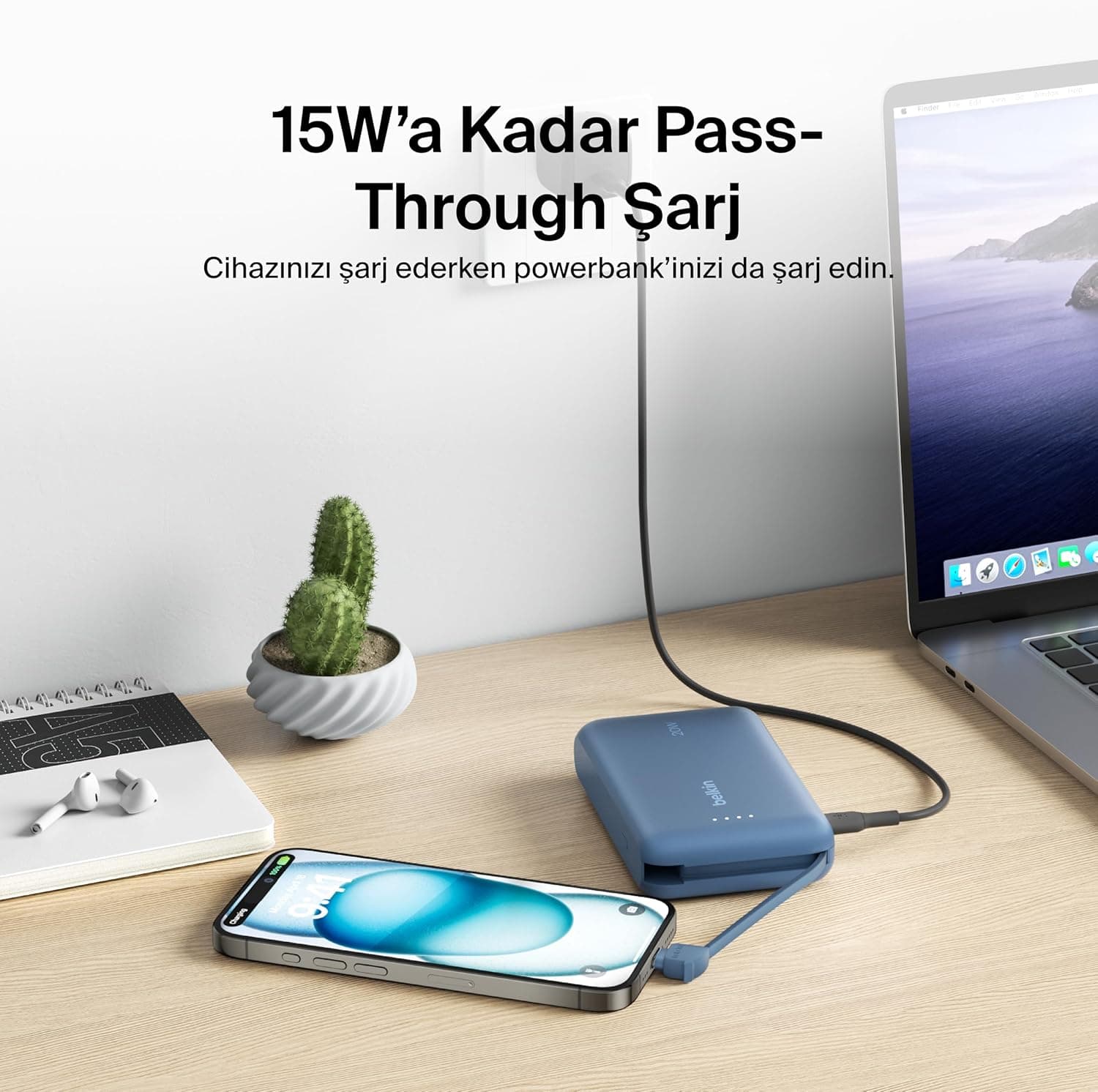 پاوربانک Belkin مدل BoostCharge با کابل داخلی 10K و PD 20W پاوربانک Belkin مدل BoostCharge با کابل داخلی 10K و PD 20W