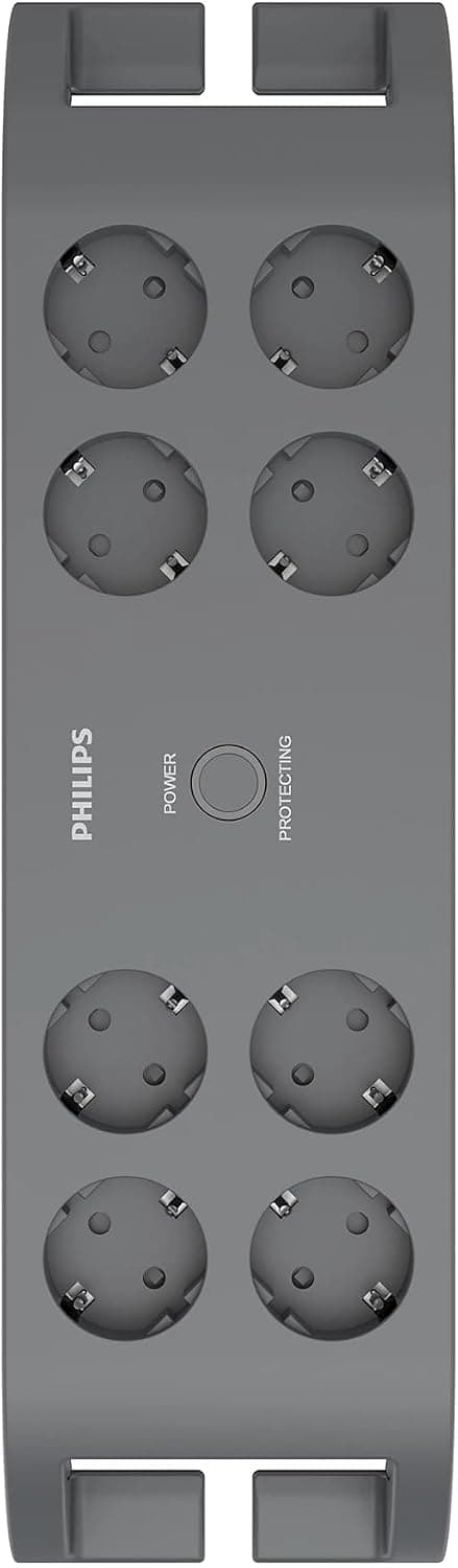پریز برق محافظ جریان PHILIPS مدل SPN3180A/62 8 خانه 2 متری 2400J خاکستری پریز برق محافظ جریان PHILIPS مدل SPN3180A/62 8 خانه 2 متری 2400J خاکستری