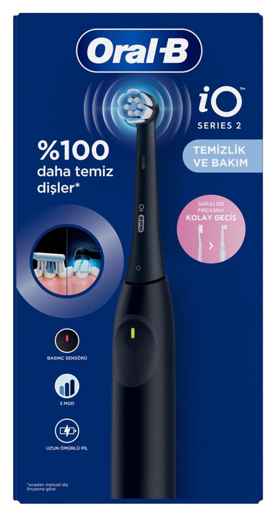 مسواک برقی Oral-B مدل iO2 مشکی شارژی با 2 سر یدکی مسواک برقی Oral-B مدل iO2 مشکی شارژی با 2 سر یدکی