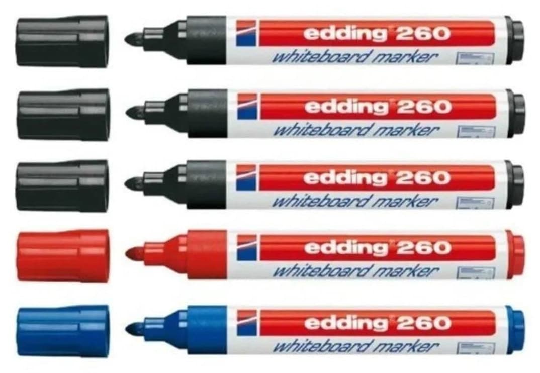 ماژیک وایتبرد Edding مدل 260، ۳ مشکی، ۱ آبی و ۱ قرمز ماژیک وایتبرد Edding مدل 260، ۳ مشکی، ۱ آبی و ۱ قرمز