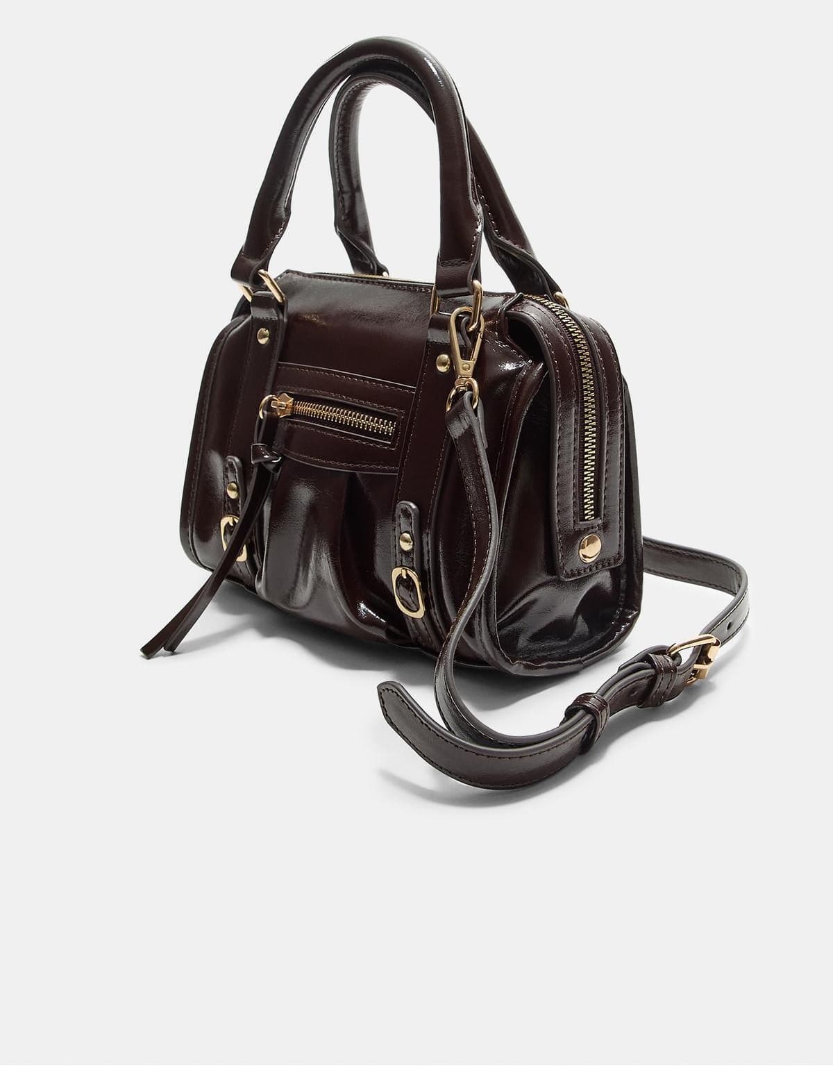 کیف دوشی بولینگ زنانه Stradivarius از چرم مصنوعی کیف دوشی بولینگ زنانه Stradivarius از چرم مصنوعی