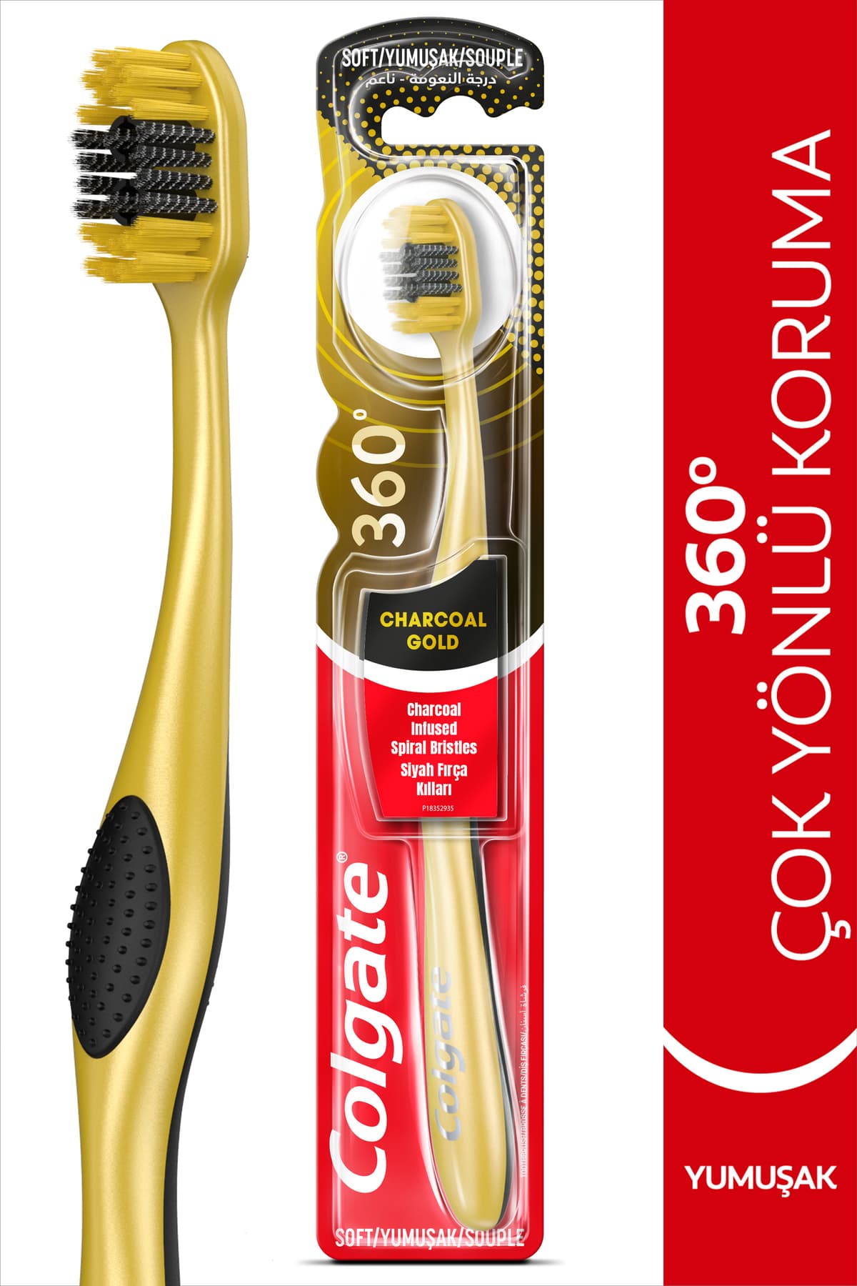 مسواک نرم Colgate 360 Charcoal Gold با محافظت چندجهته x2 با محفظه مسواک مسواک نرم Colgate 360 Charcoal Gold با محافظت چندجهته x2 با محفظه مسواک