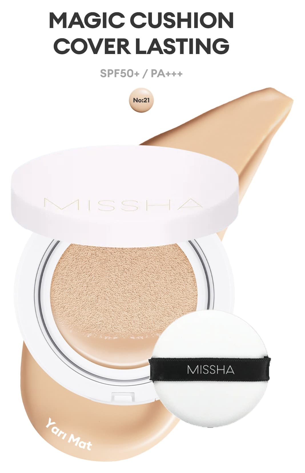 کوشنفاندیشن نیمهمات و بادوام Missha Magic Cushion Cover Lasting با SPF50+/PA+++ شماره 21 کوشنفاندیشن نیمهمات و بادوام Missha Magic Cushion Cover Lasting با SPF50+/PA+++ شماره 21
