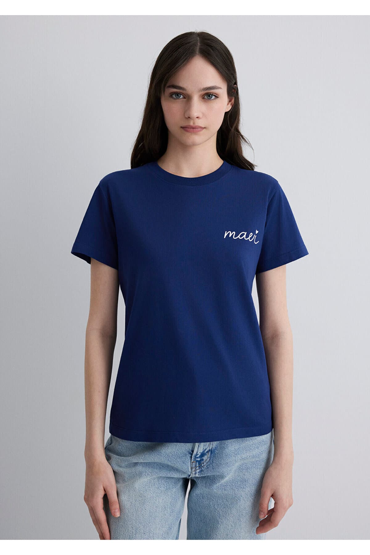 تیشرت زنانه Mavi لوگو چاپی سرمهای فیت نیمه اسلیم مدل 1612962-70722 تیشرت زنانه Mavi لوگو چاپی سرمهای فیت نیمه اسلیم مدل 1612962-70722