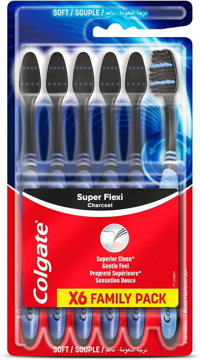 مسواک نرم زغالی Colgate Super Flexi بسته 6 عددی مسواک نرم زغالی Colgate Super Flexi بسته 6 عددی