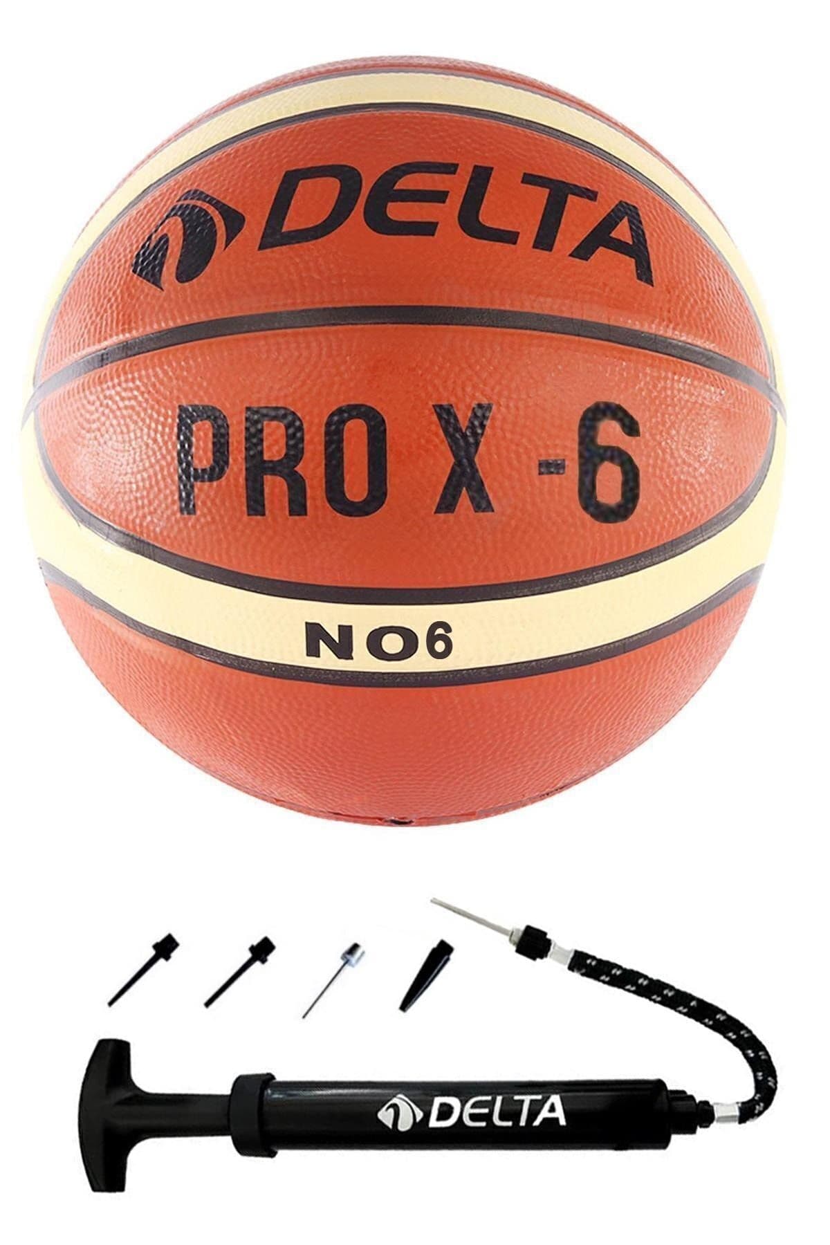توپ بسکتبال لاستیکی سایز 6 Delta Pro X Deluxe بههمراه تلمبه قهوهای توپ بسکتبال لاستیکی سایز 6 Delta Pro X Deluxe بههمراه تلمبه قهوهای