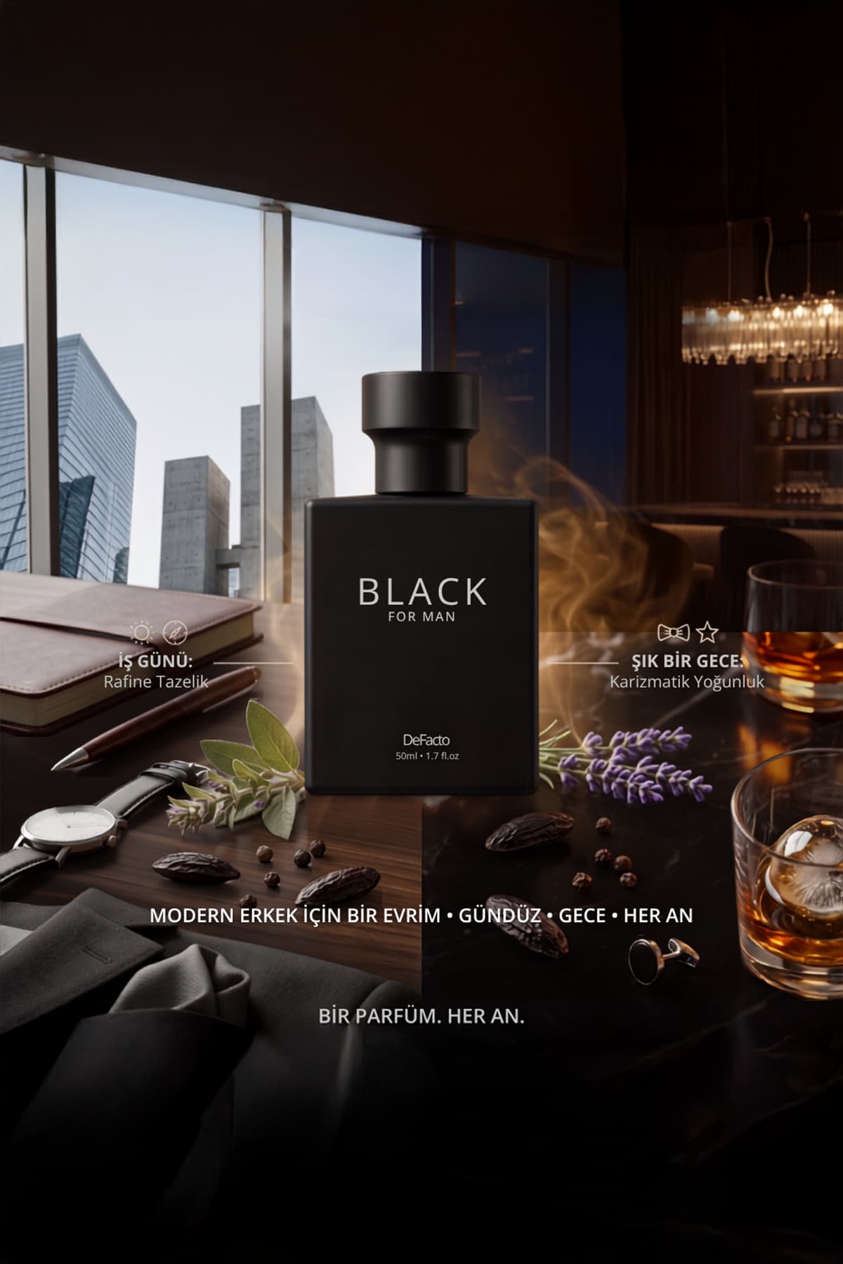 عطر مردانه Defacto Black با رایحه آروماتیک 50 ml مدل L4179AZNS عطر مردانه Defacto Black با رایحه آروماتیک 50 ml مدل L4179AZNS