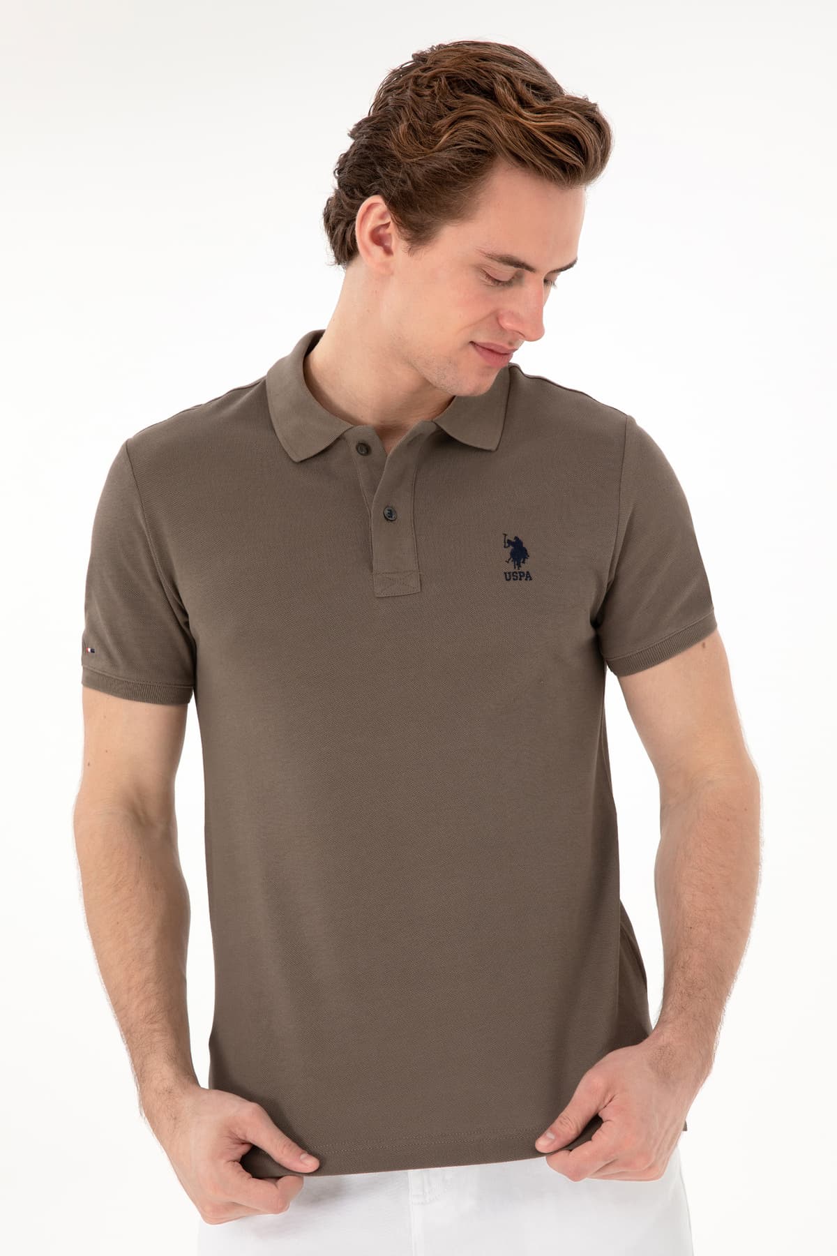 تیشرت مردانه U.S. Polo Assn. یقه پولو فیت اسلیم ساده قهوهای روشن مدل 50298041-VR052 تیشرت مردانه U.S. Polo Assn. یقه پولو فیت اسلیم ساده قهوهای روشن مدل 50298041-VR052
