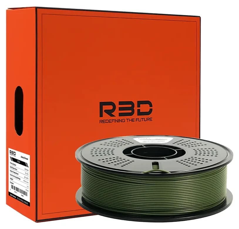 فیلامنت پرینتر سه بعدی R3D PLA+ سبز ارتشی فیلامنت پرینتر سه بعدی R3D PLA+ سبز ارتشی