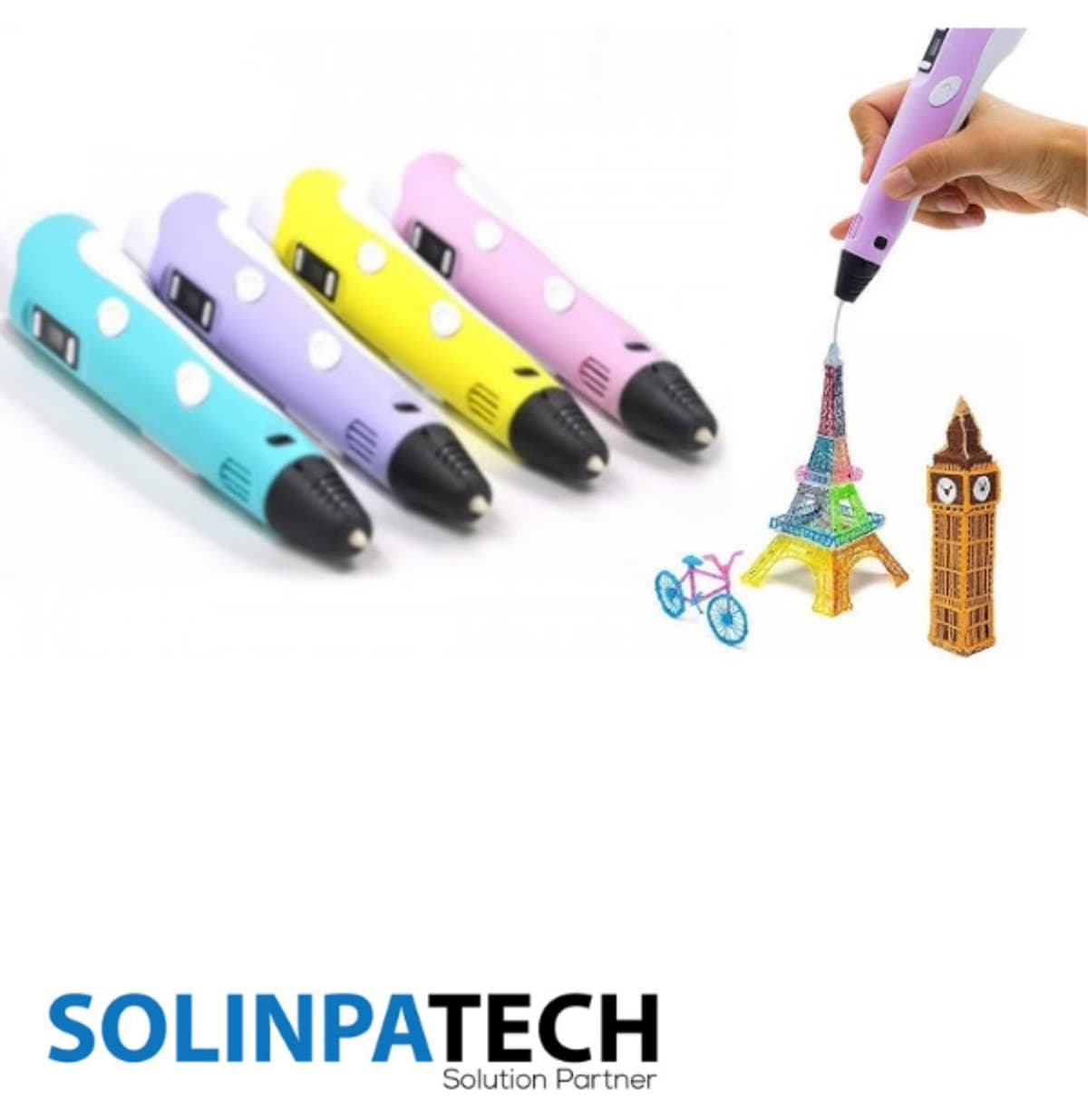 قلم سه بعدی SolinpaTech آبی 3 رنگ 9 متر فیلامنت کابل USB قلم سه بعدی SolinpaTech آبی 3 رنگ 9 متر فیلامنت کابل USB