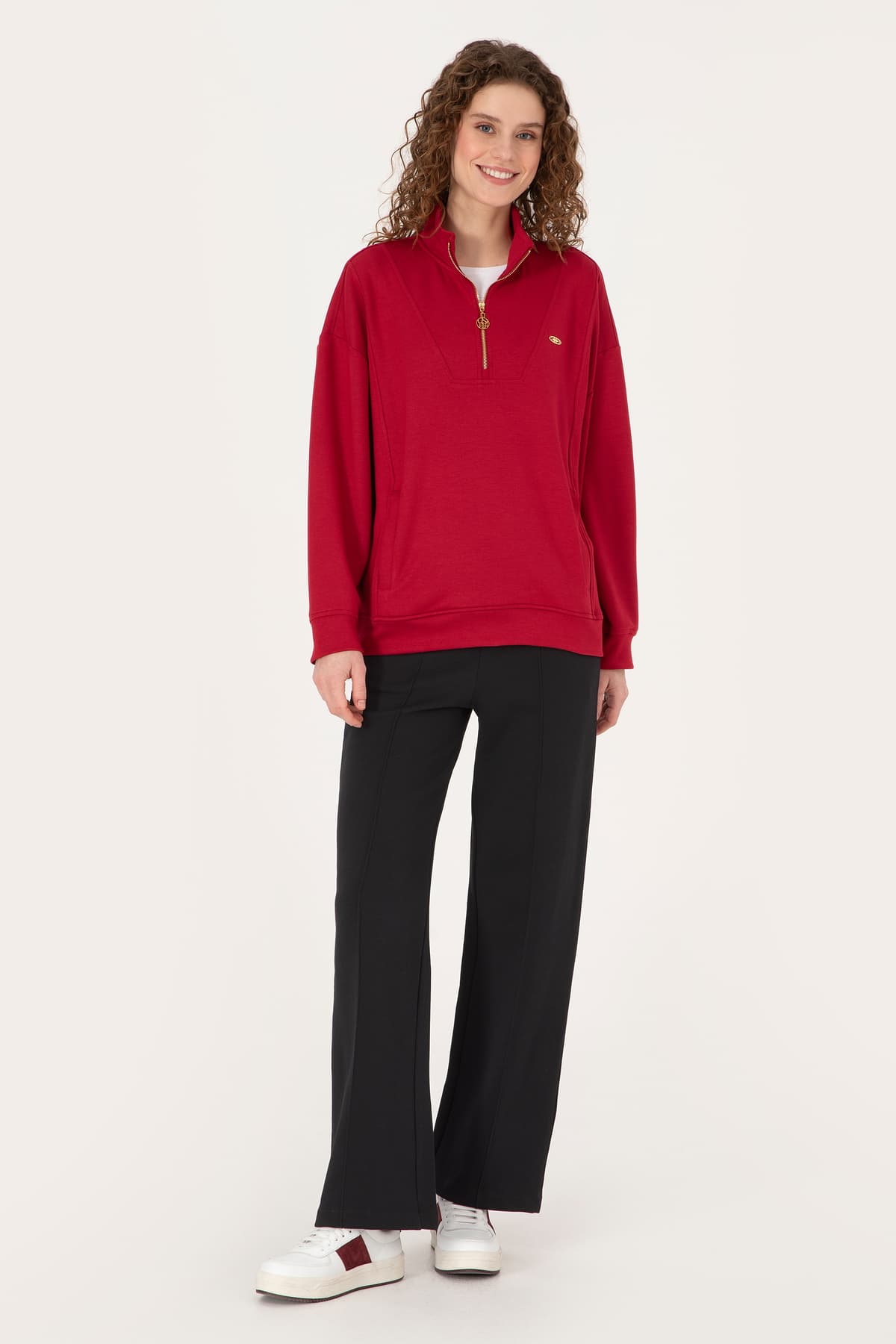 سوئیشرت زنانه U.S. Polo Assn. یقه ایستاده زیپدار تمشکی تیره مدل 50314221-VR104 سوئیشرت زنانه U.S. Polo Assn. یقه ایستاده زیپدار تمشکی تیره مدل 50314221-VR104