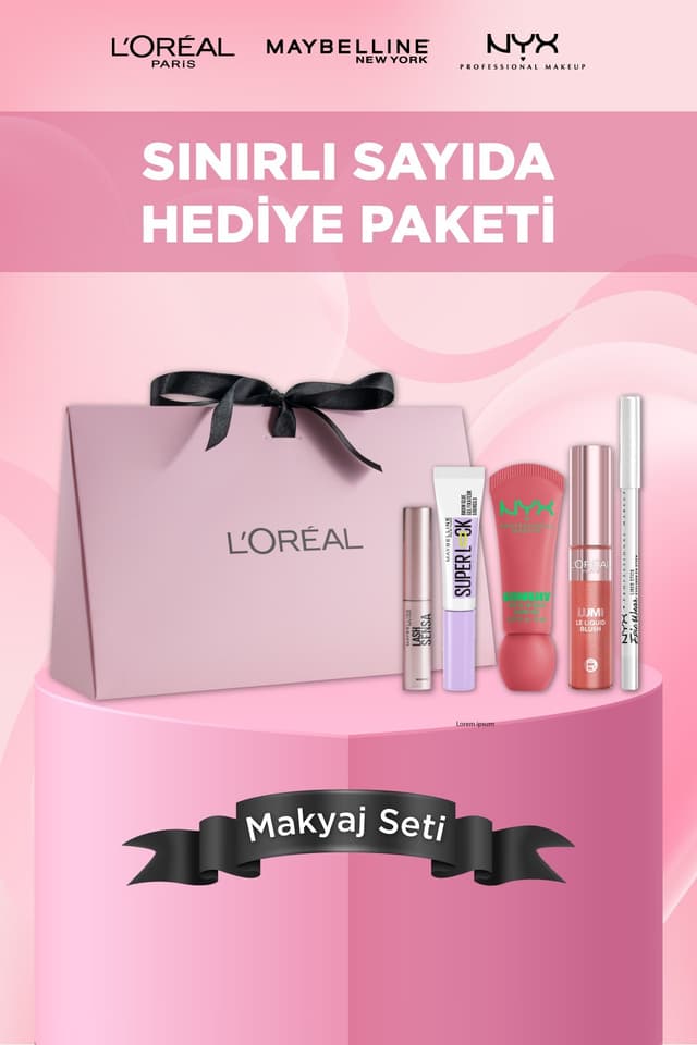 جعبه هدیه L'Oreal Paris شامل محصولات محبوب آرایشی جعبه هدیه L'Oreal Paris شامل محصولات محبوب آرایشی