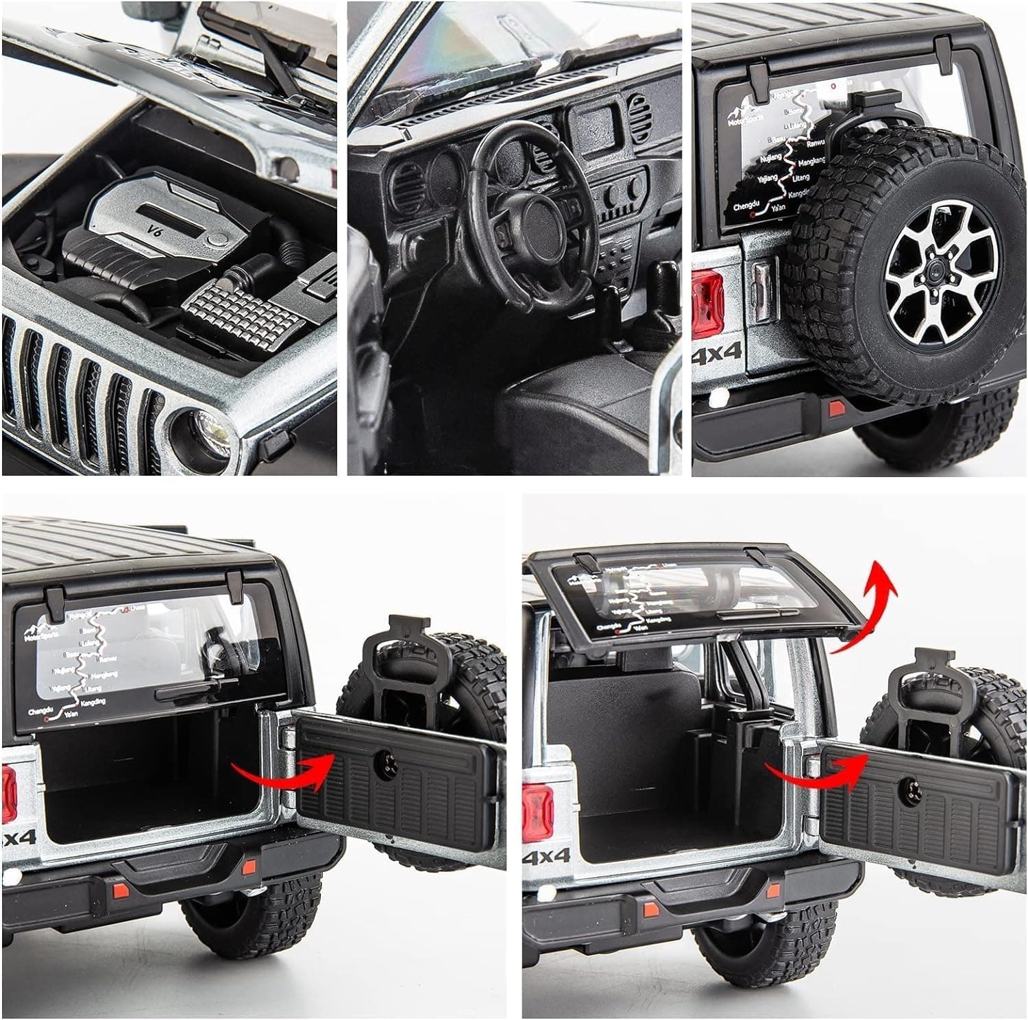 ماشین اسباببازی کودکان و بزرگسالان BDTCTK دایکست مدل Off-Road 7 Door for Wrangler، مقیاس 1/22، خاکستری ماشین اسباببازی کودکان و بزرگسالان BDTCTK دایکست مدل Off-Road 7 Door for Wrangler، مقیاس 1/22، خاکستری
