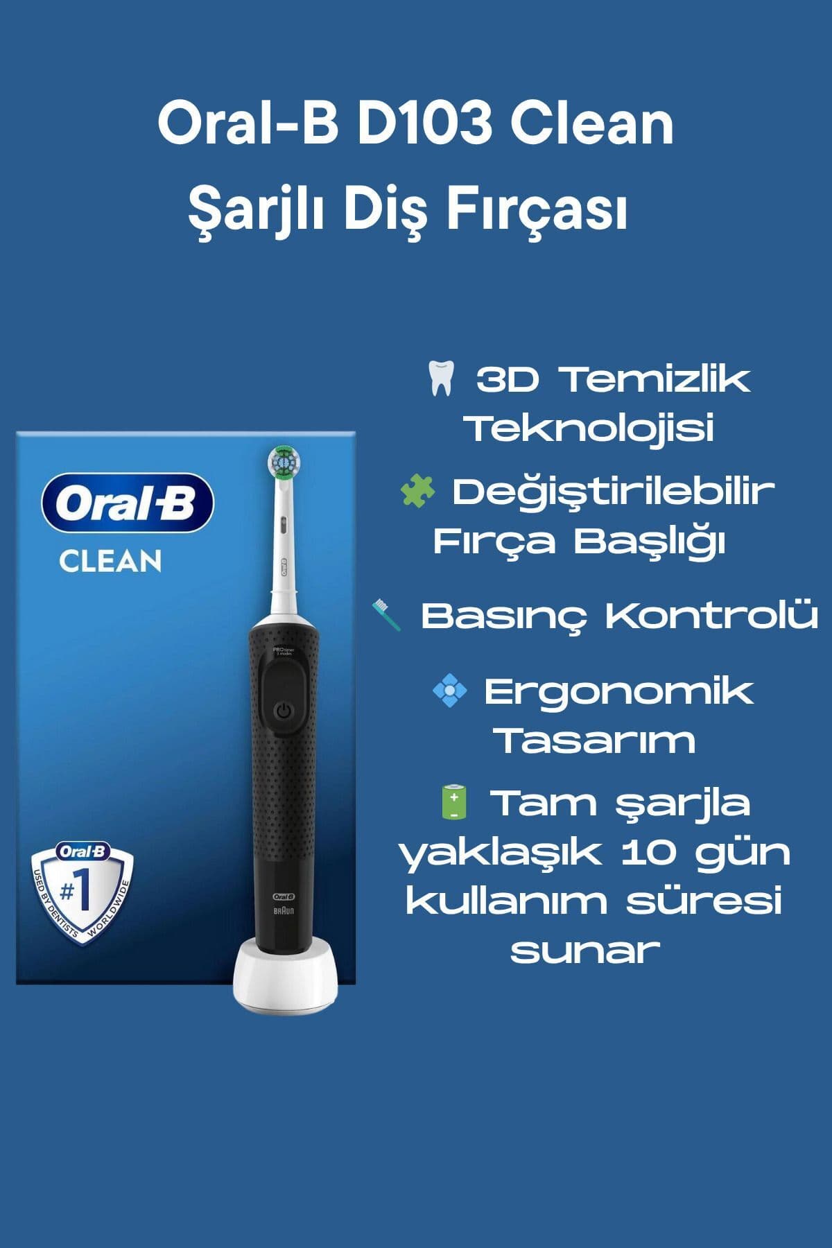 مسواک برقی Oral-B Clean Cross Actıon مشکی مدل D103 مسواک برقی Oral-B Clean Cross Actıon مشکی مدل D103