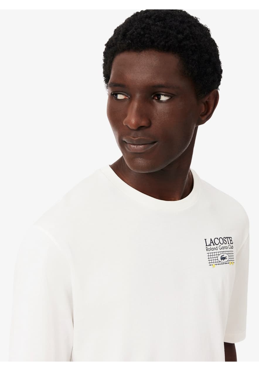 تیشرت مردانه Lacoste فیت ریلکس چاپدار سفید Roland-Garros تیشرت مردانه Lacoste فیت ریلکس چاپدار سفید Roland-Garros
