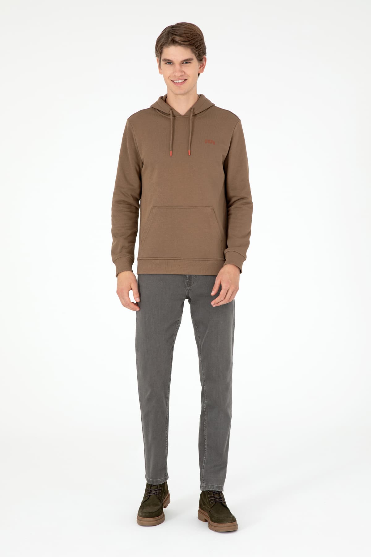 سویشرت کلاهدار مردانه U.S. Polo Assn. خاکی کرکدار مدل 50295176-VR027 سویشرت کلاهدار مردانه U.S. Polo Assn. خاکی کرکدار مدل 50295176-VR027