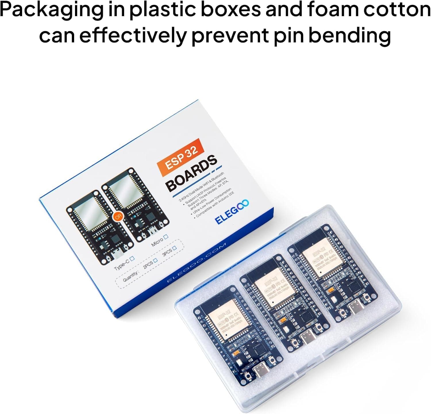 برد توسعه ELEGOO ESP-32 با رابط USB Type-C 3pcs برد توسعه ELEGOO ESP-32 با رابط USB Type-C 3pcs