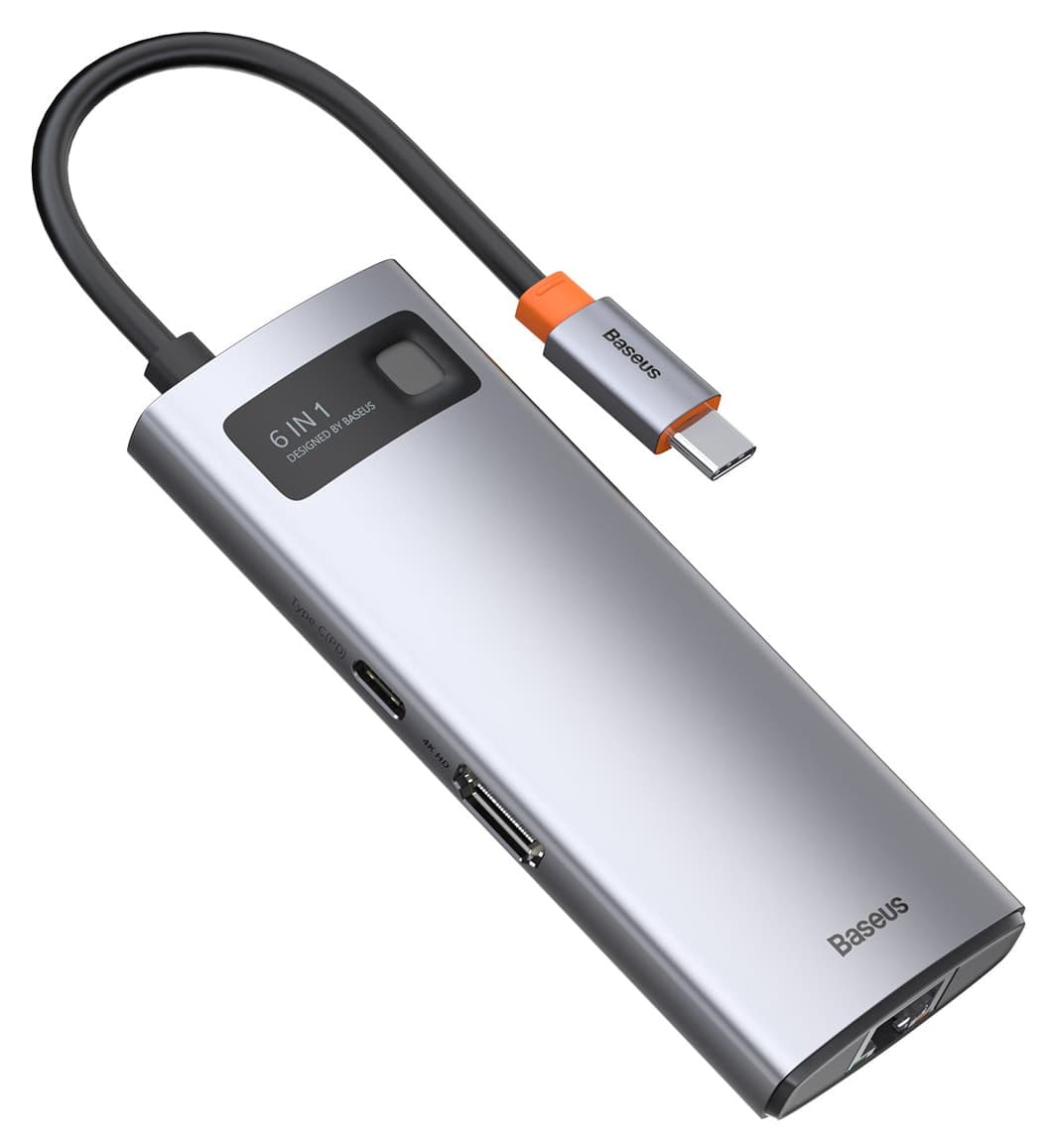 هاب Baseus سری Metal Gleam 6in1 Type-c مدل Cahub-cw0g هاب Baseus سری Metal Gleam 6in1 Type-c مدل Cahub-cw0g