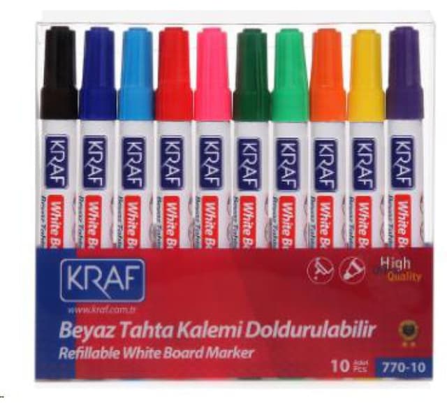 ماژیک وایتبرد قابلشارژ KRAF مدل 770 بسته 10 عددی ماژیک وایتبرد قابلشارژ KRAF مدل 770 بسته 10 عددی