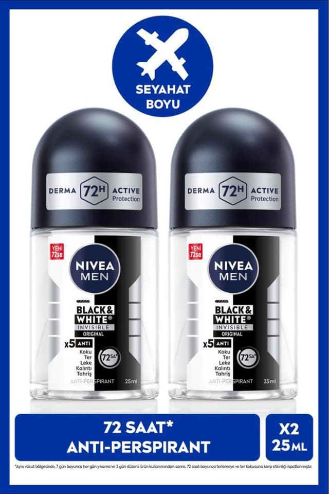 دئودورانت رولآن مردانه NIVEA Black&White Invisible Original با محافظت ضدتعریق 72 ساعته 25ml دئودورانت رولآن مردانه NIVEA Black&White Invisible Original با محافظت ضدتعریق 72 ساعته 25ml