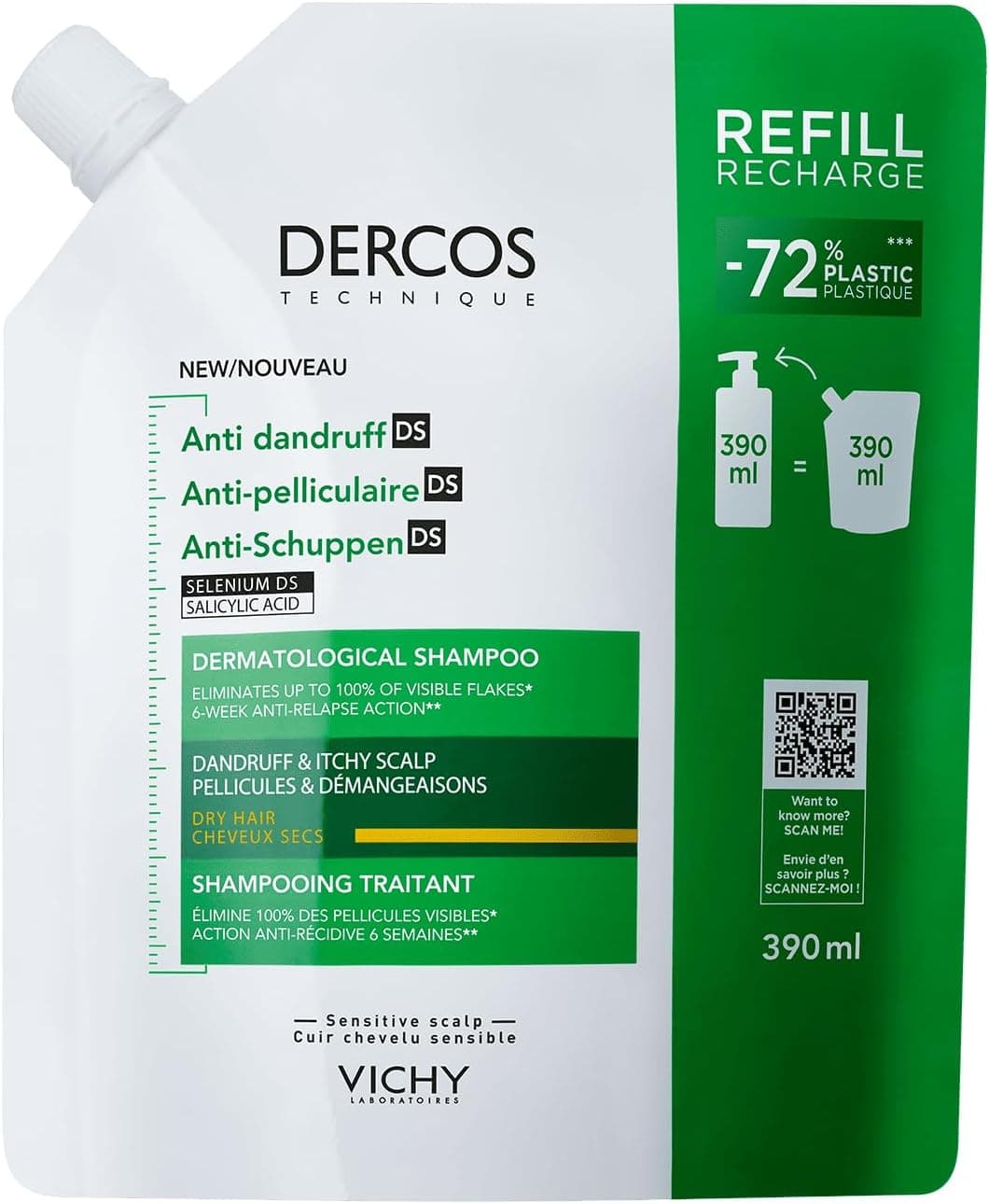 شامپو ضد شوره VICHY Dercos برای موهای خشک بسته پرکن 390 ml شامپو ضد شوره VICHY Dercos برای موهای خشک بسته پرکن 390 ml