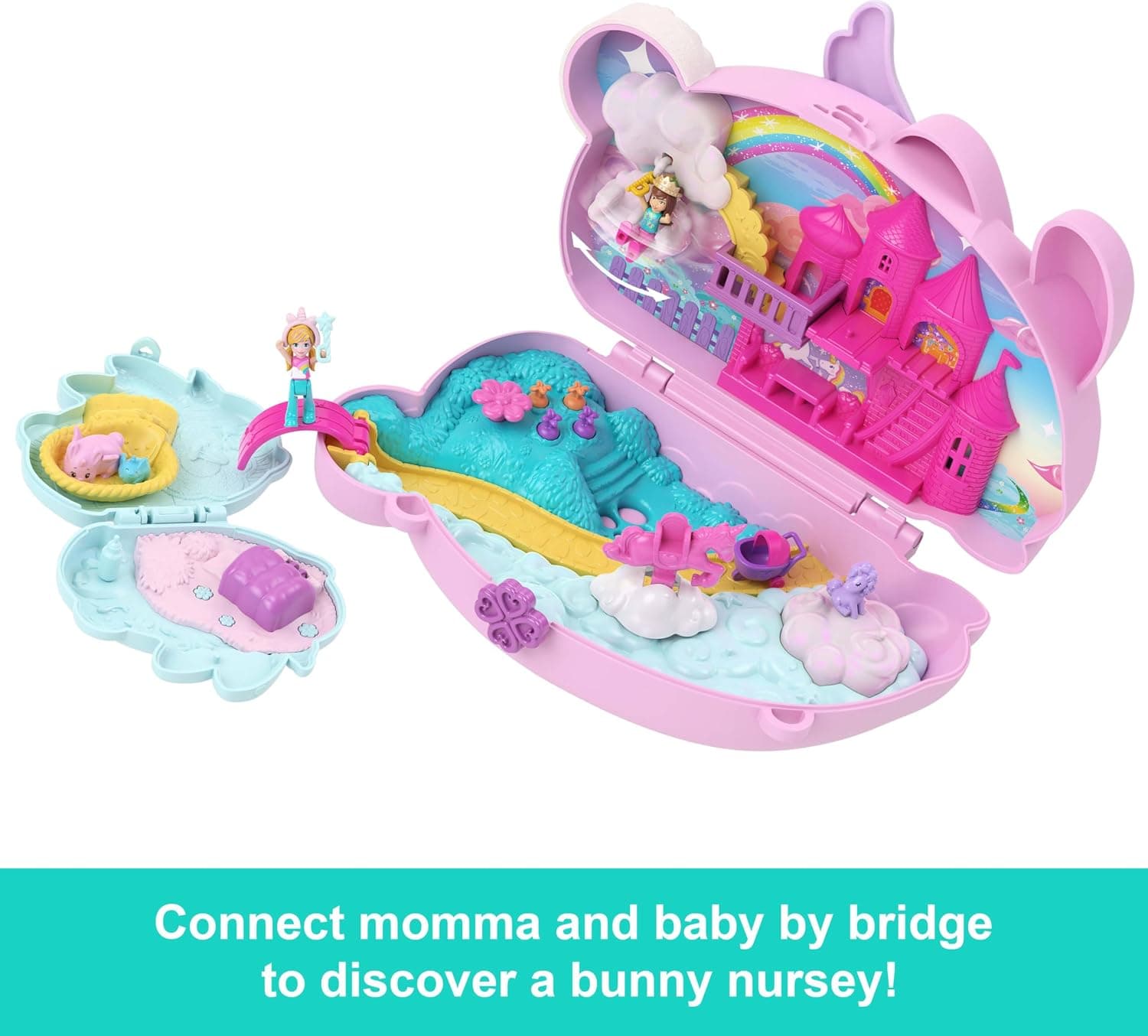 اسباببازی سفری پوشیدنی Polly Pocket با 2 عروسک کوچک و 12 لوازم جانبی، ست بازی کیفمانند 2-in-1 با تم خرگوش و تکشاخ مدل JFT88 اسباببازی سفری پوشیدنی Polly Pocket با 2 عروسک کوچک و 12 لوازم جانبی، ست بازی کیفمانند 2-in-1 با تم خرگوش و تکشاخ مدل JFT88