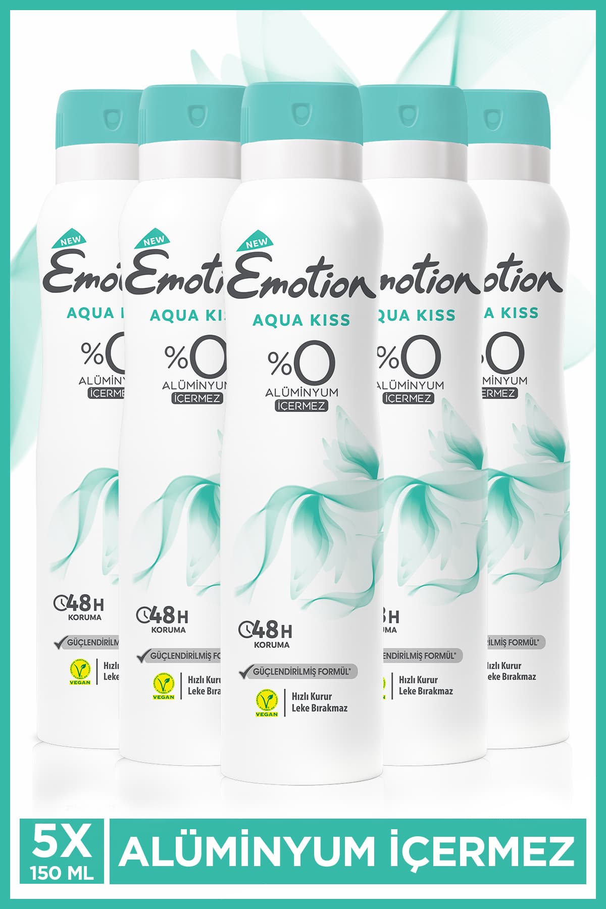 دئودورانت زنانه Emotion بدون آلومینیوم وگان Aqua Kiss 5x150ml دئودورانت زنانه Emotion بدون آلومینیوم وگان Aqua Kiss 5x150ml