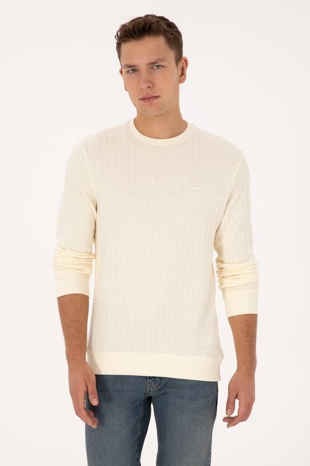 سویشرت مردانه U.S. Polo Assn. فیت معمولی یقه گرد طرحدار کرم مدل 50308917-VR256 سویشرت مردانه U.S. Polo Assn. فیت معمولی یقه گرد طرحدار کرم مدل 50308917-VR256