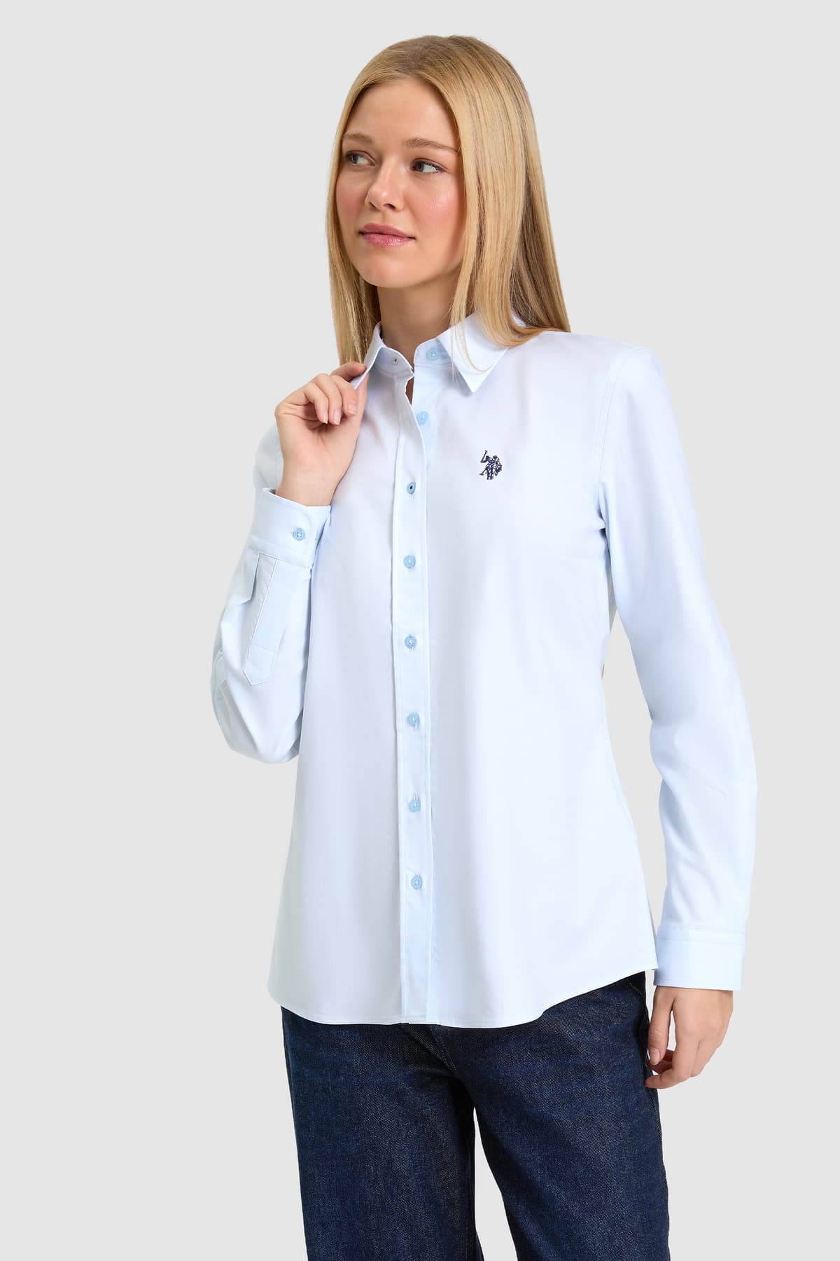 پیراهن زنانه U.S. Polo Assn. آبی روشن آستین بلند Basic مدل 50325479-VR003 پیراهن زنانه U.S. Polo Assn. آبی روشن آستین بلند Basic مدل 50325479-VR003