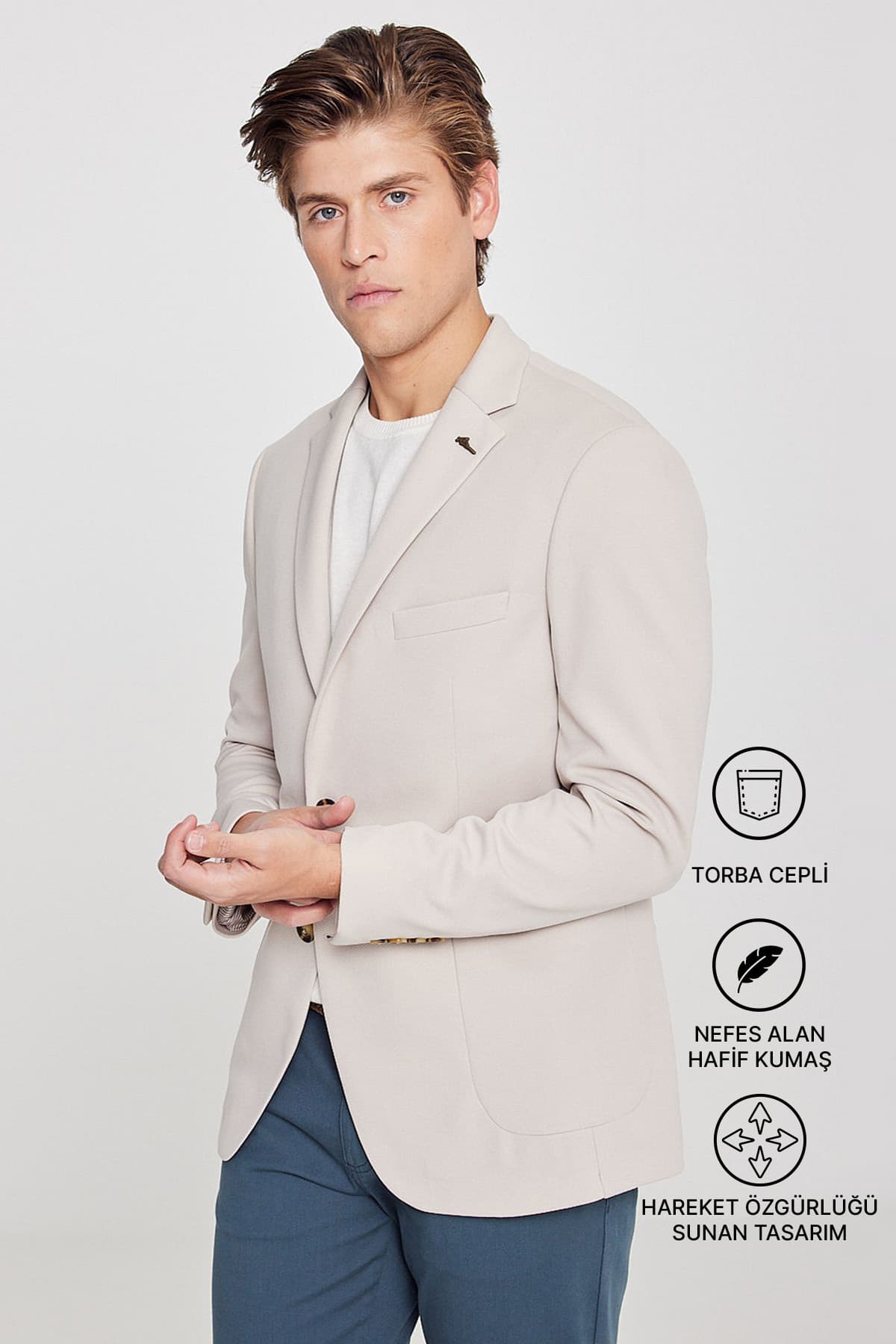 کت بلیزر مردانه AC&Co Altınyıldız Classics بژ Slim Fit Casual کت بلیزر مردانه AC&Co Altınyıldız Classics بژ Slim Fit Casual