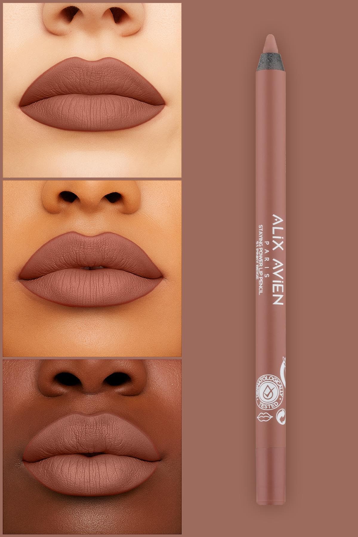 مداد لب نرم و بادوام Alix Avien ضد آب مدل Staying Power Lip Pencil 51 Pinky Beige مداد لب نرم و بادوام Alix Avien ضد آب مدل Staying Power Lip Pencil 51 Pinky Beige
