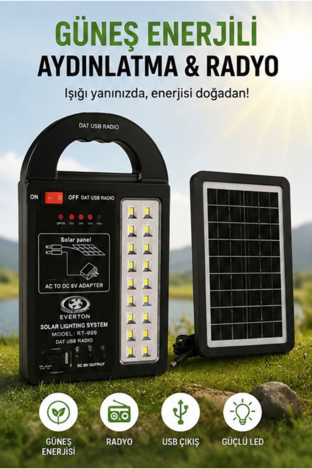 سیستم روشنایی خورشیدی ataşbey با پاوربانک، خروجی USB و 3 لامپ مدل AT-999 سیستم روشنایی خورشیدی ataşbey با پاوربانک، خروجی USB و 3 لامپ مدل AT-999