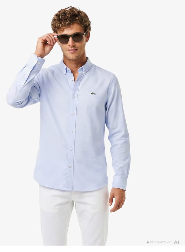 پیراهن مردانه Lacoste فیت اسلیم یقه دکمهدار آبی پیراهن مردانه Lacoste فیت اسلیم یقه دکمهدار آبی