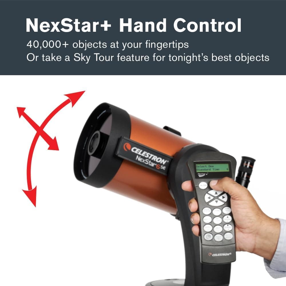 تلسکوپ Celestron اشمیت-کاسگرین کامپیوتری با پایه خودکار مدل NexStar 6SE 11068 مشکی/نارنجی تلسکوپ Celestron اشمیت-کاسگرین کامپیوتری با پایه خودکار مدل NexStar 6SE 11068 مشکی/نارنجی