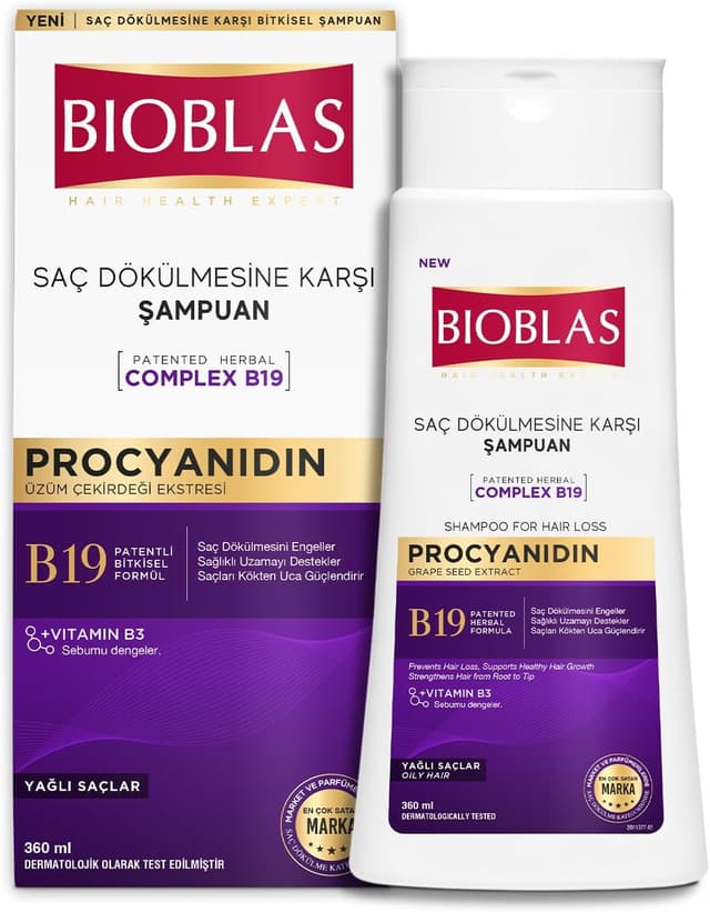 شامپو Bioblas Procyanidin ضد ریزش مو با عصاره دانه انگور و تنظیمکننده چربی 360 ml شامپو Bioblas Procyanidin ضد ریزش مو با عصاره دانه انگور و تنظیمکننده چربی 360 ml