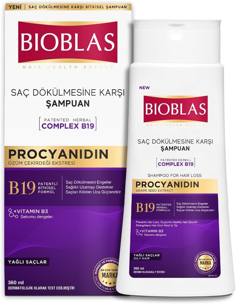 شامپو Bioblas Procyanidin ضد ریزش مو با عصاره دانه انگور و تنظیمکننده چربی 360 ml شامپو Bioblas Procyanidin ضد ریزش مو با عصاره دانه انگور و تنظیمکننده چربی 360 ml