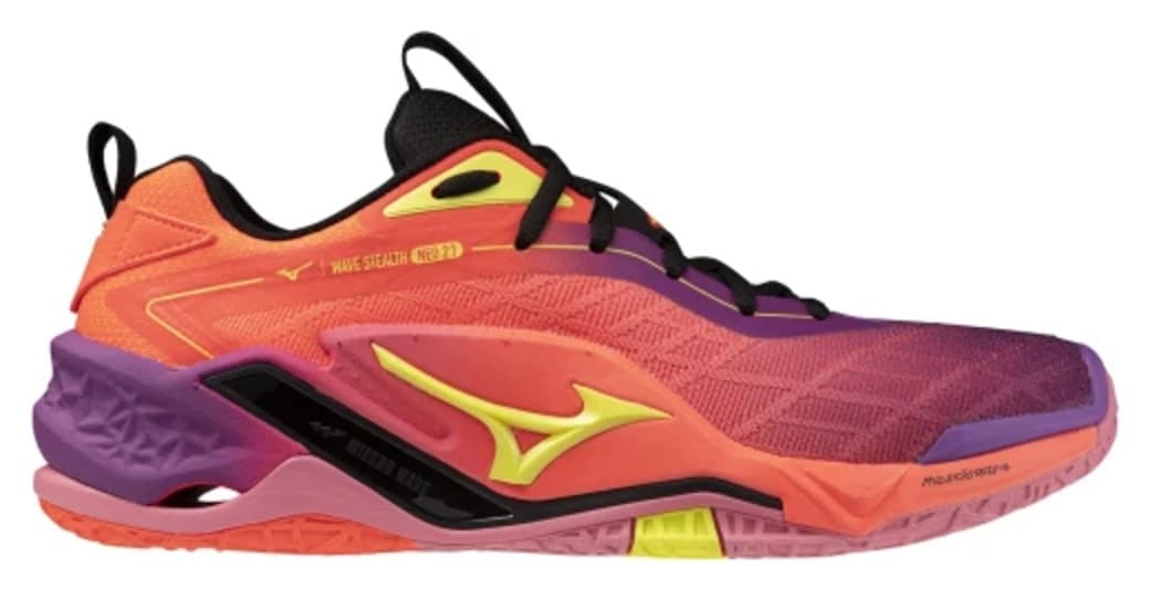 کفش هندبال Mizuno نارنجی و بنفش Wave Stealth Neo 2.1 کفش هندبال Mizuno نارنجی و بنفش Wave Stealth Neo 2.1