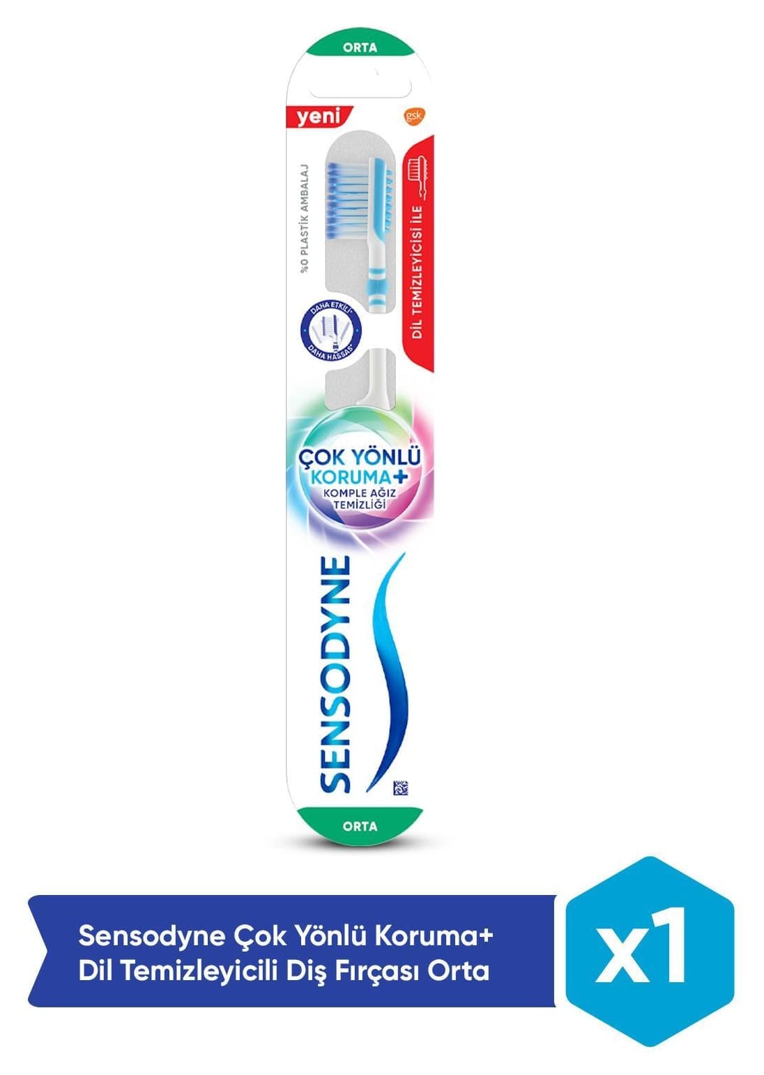 مسواک Sensodyne با محافظت چندگانه+ و پاککننده زبان با برس متوسط مسواک Sensodyne با محافظت چندگانه+ و پاککننده زبان با برس متوسط