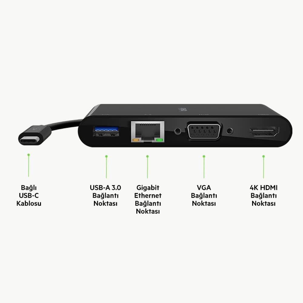 هاب چندرسانهای USB-C برای MacBook Pro، iPad Pro، Surface Pro و Chromebook از Belkin با پورتهای VGA، 4K HDMI، USB 3.0 و Ethernet هاب چندرسانهای USB-C برای MacBook Pro، iPad Pro، Surface Pro و Chromebook از Belkin با پورتهای VGA، 4K HDMI، USB 3.0 و Ethernet