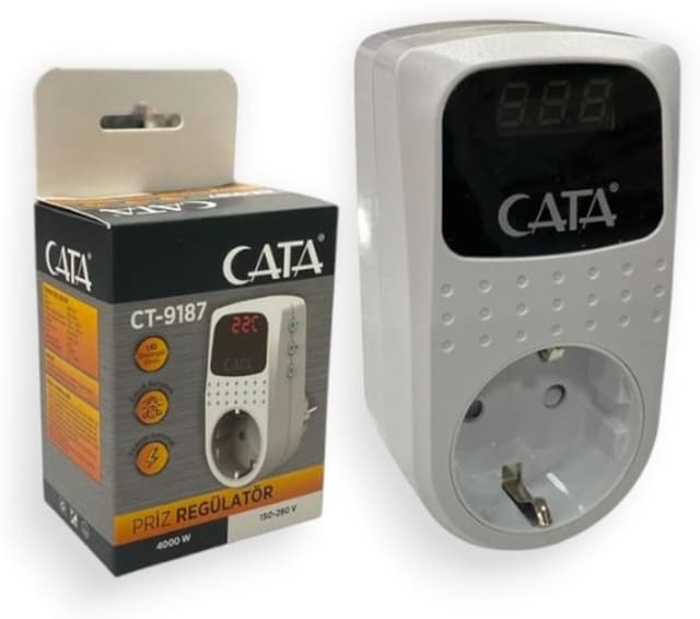 محافظ برق پریزی دیجیتال Cata با نمایشگر LED، 4000W، 150-280V مدل CT-9187 محافظ برق پریزی دیجیتال Cata با نمایشگر LED، 4000W، 150-280V مدل CT-9187