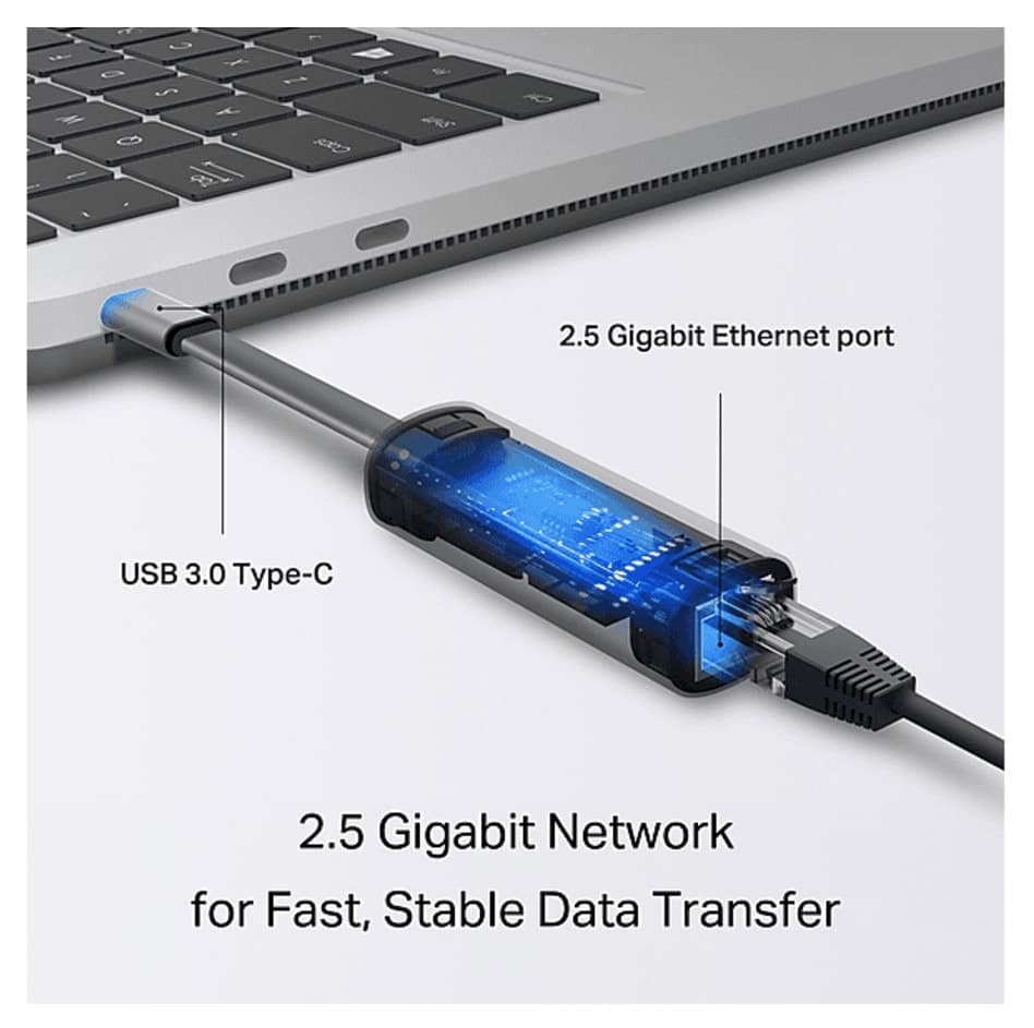 آداپتور 2.5G Ethernet با USB-C برند Tp-Link آلومینیومی تاشو مدل UE302C آداپتور 2.5G Ethernet با USB-C برند Tp-Link آلومینیومی تاشو مدل UE302C