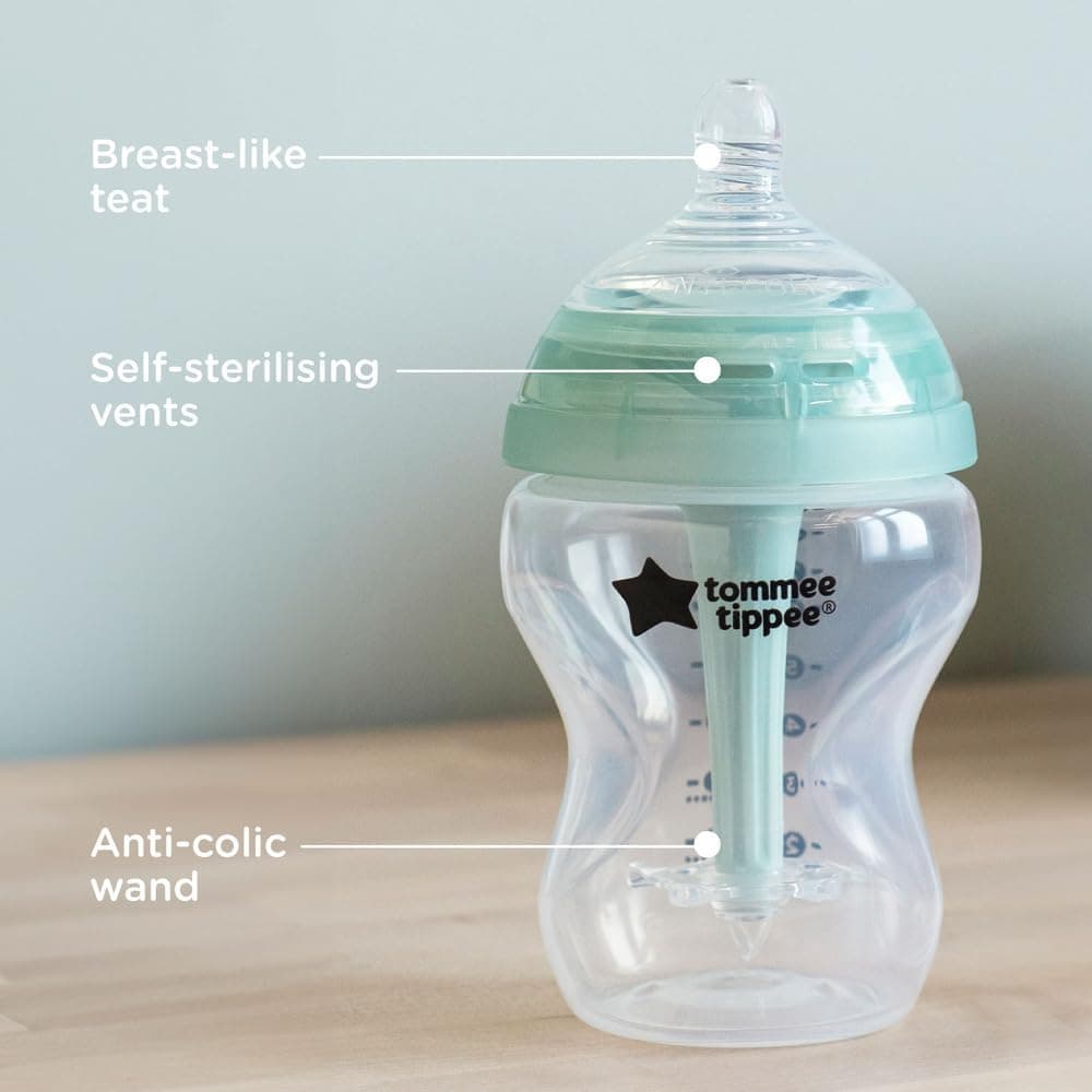 شیشه شیر کودک Tommee Tippee ضد نفخ نوک شبیه سینه خودضدعفونیشونده 260ml بسته 3تایی شیشه شیر کودک Tommee Tippee ضد نفخ نوک شبیه سینه خودضدعفونیشونده 260ml بسته 3تایی