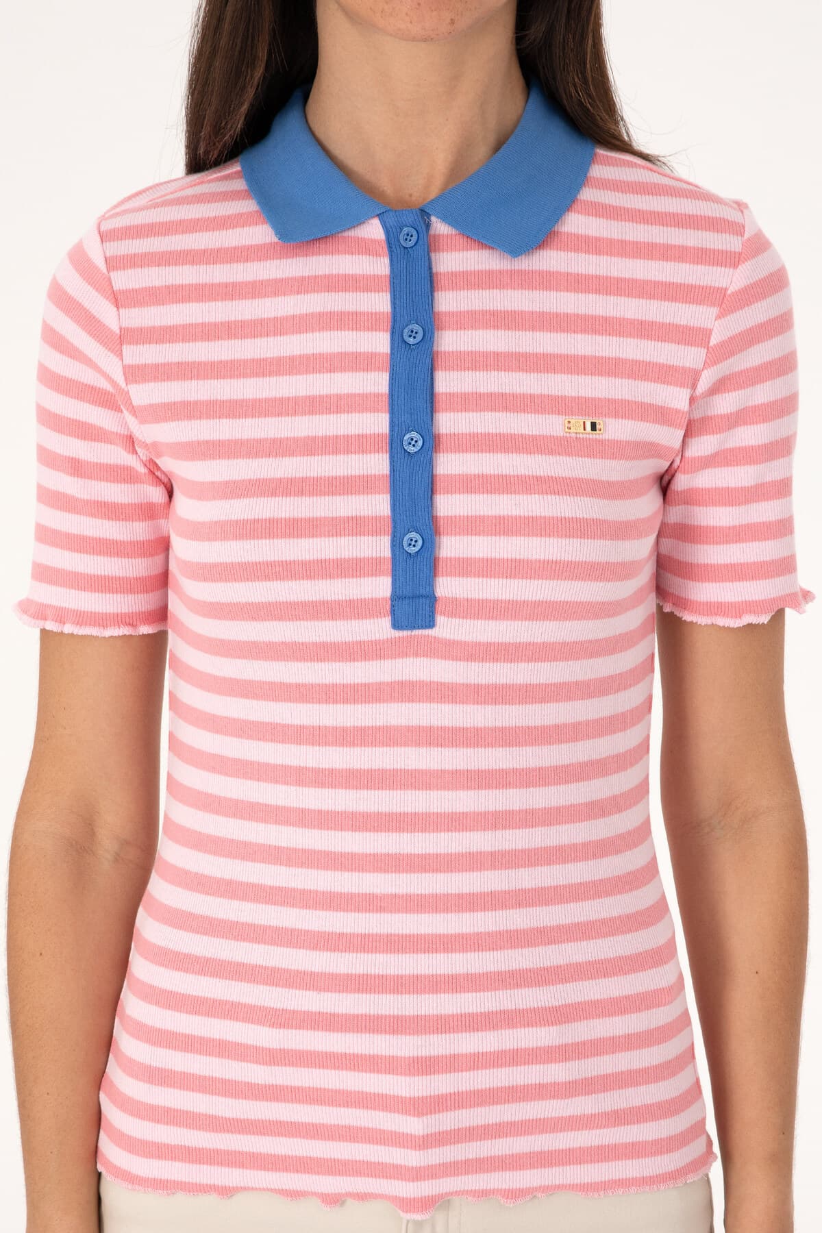 تیشرت یقه پولو زنانه U.S. Polo Assn. صورتی راهراه مدل 50306031-VR041 تیشرت یقه پولو زنانه U.S. Polo Assn. صورتی راهراه مدل 50306031-VR041