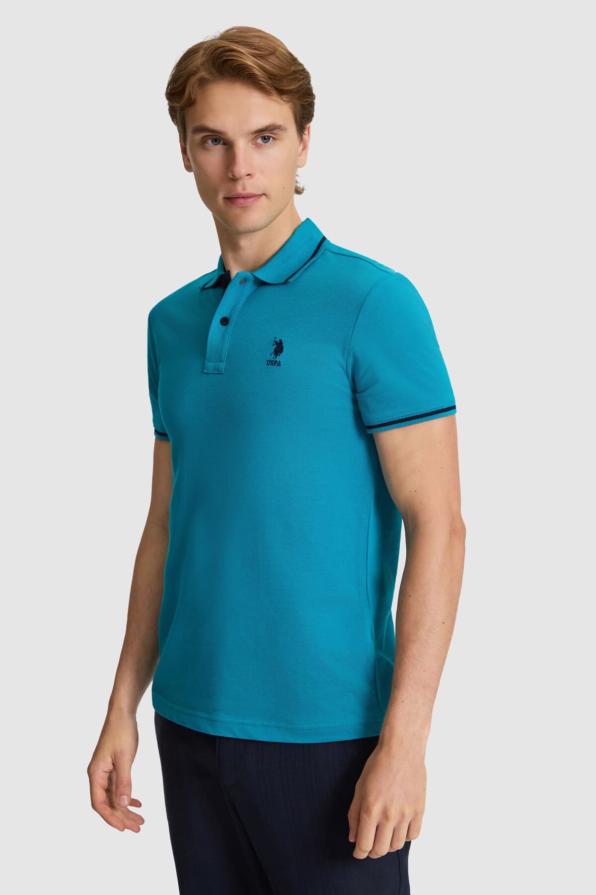 تیشرت مردانه U.S. Polo Assn. یقه پولو اسلیم فیت پترولی مدل 50326975-VR102 تیشرت مردانه U.S. Polo Assn. یقه پولو اسلیم فیت پترولی مدل 50326975-VR102