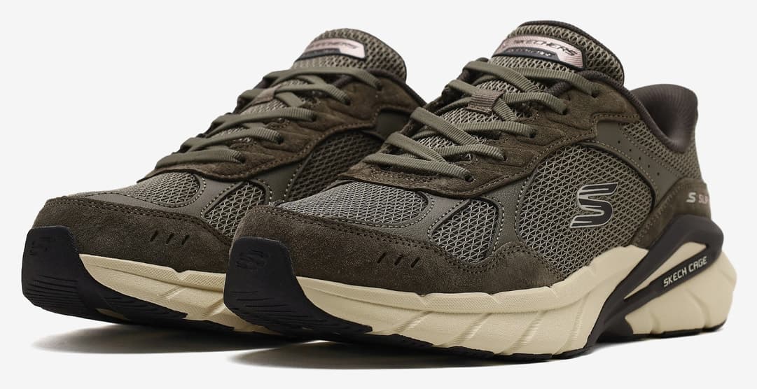 کفش ورزشی مردانه Skechers خاکی SKECH CAGE مدل 233275 OLV کفش ورزشی مردانه Skechers خاکی SKECH CAGE مدل 233275 OLV
