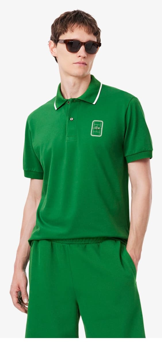 پولو مردانه Lacoste فیت کلاسیک رنگ سبز پولو مردانه Lacoste فیت کلاسیک رنگ سبز