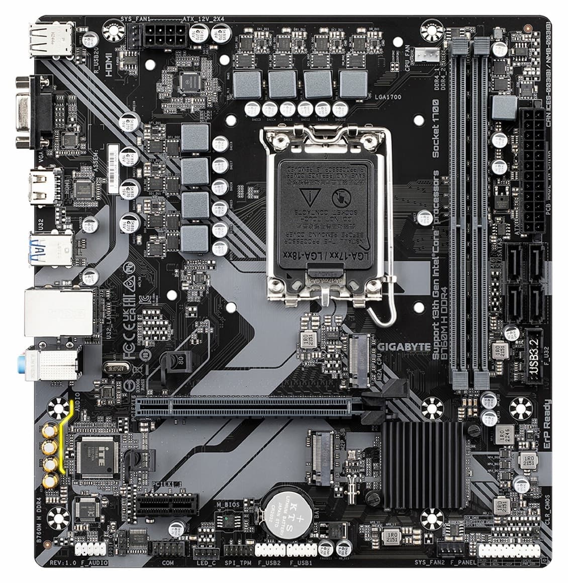 مادربرد Gigabyte مدل B760M H DDR4 (3200MHz)OC M.2 VGA/HDMI PCIe 4.0 1700P mATX مادربرد Gigabyte مدل B760M H DDR4 (3200MHz)OC M.2 VGA/HDMI PCIe 4.0 1700P mATX