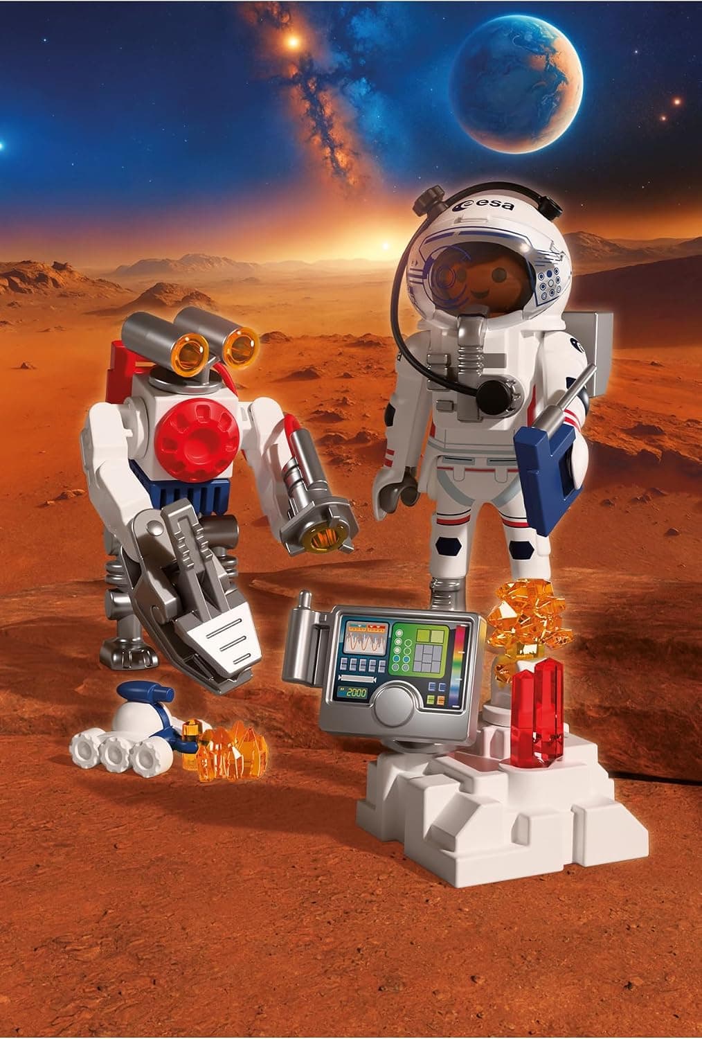 مجموعه اسباببازی فضایی کودکان PLAYMOBIL با فضانورد ESA، ربات مریخ، ایستگاه تحلیل و 3 نمونه سنگ، مناسب 4 سال به بالا، مدل 72014 مجموعه اسباببازی فضایی کودکان PLAYMOBIL با فضانورد ESA، ربات مریخ، ایستگاه تحلیل و 3 نمونه سنگ، مناسب 4 سال به بالا، مدل 72014