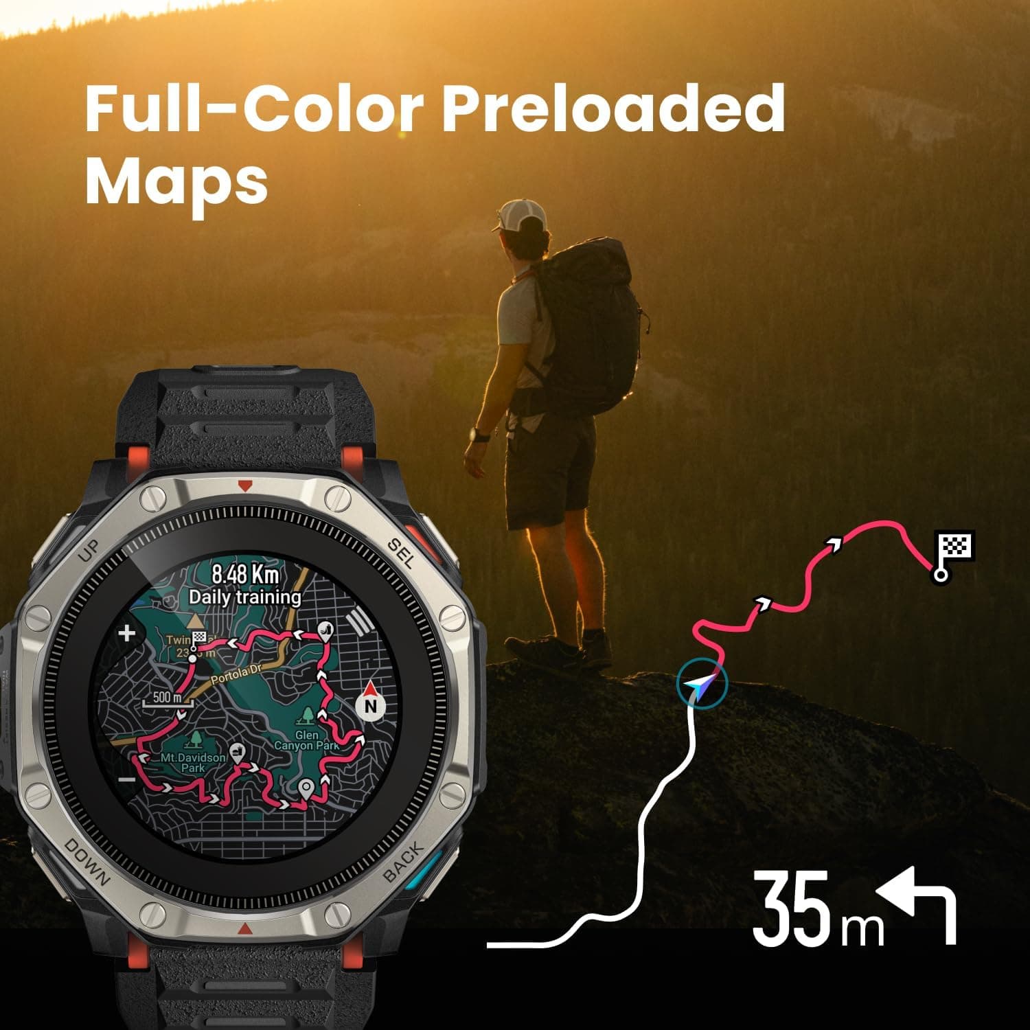 ساعت هوشمند Amazfit T-Rex با شارژ خورشیدی دوگانه، 51mm، AMOLED، نقشه آفلاین و قاب Ti ساعت هوشمند Amazfit T-Rex با شارژ خورشیدی دوگانه، 51mm، AMOLED، نقشه آفلاین و قاب Ti